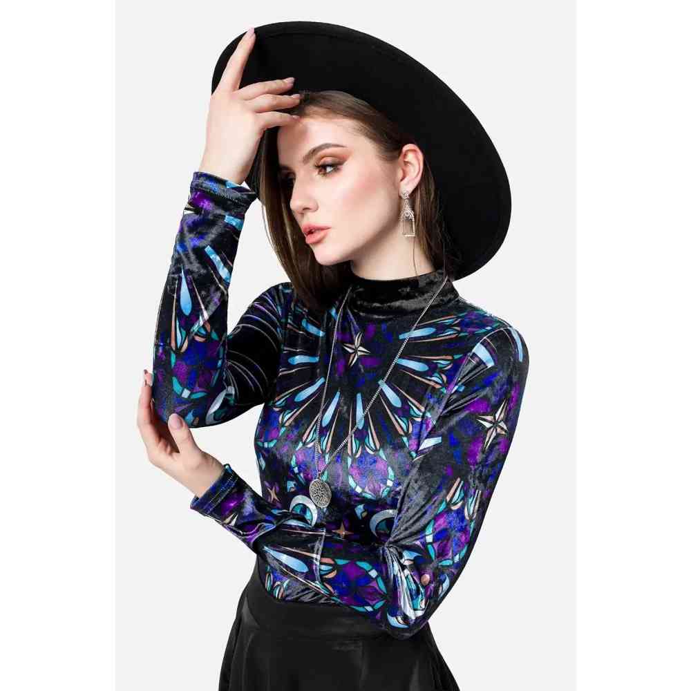 Restyle - Cathedral Rosette Bodysuit - Zwart/Multicolours